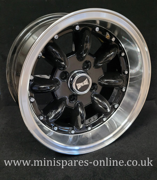 7x13 Black (Polished Rim) Superlight Extreme Alloy Wheel Rim or Package for Classic Mini