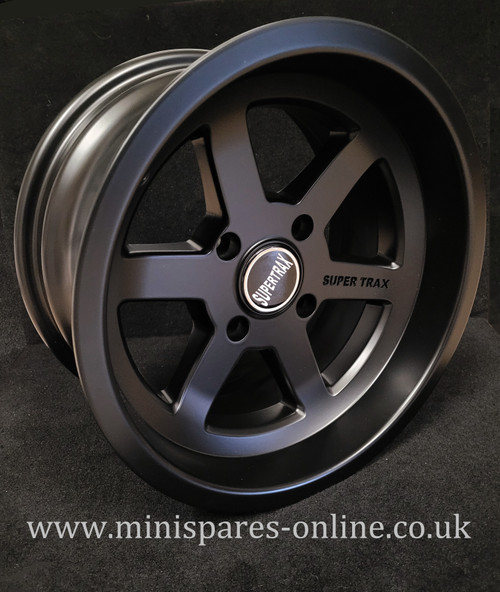 7x13 Black Satin Supertrax Alloy Wheel Rim or Package for Classic Mini