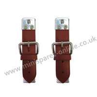 High Quality Brown/Tan Leather Works Type Bonnet Straps pair