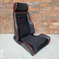 Cobra Recliner (le mans) Black Piped Red With Cloth Centre Seats