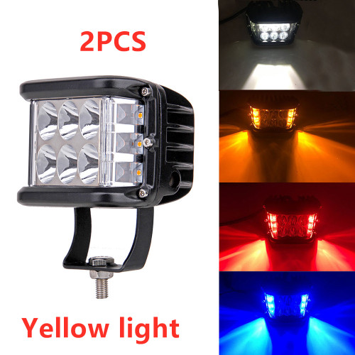 Color: Yellow2PCS - Car light two-color yellow three-sided work light