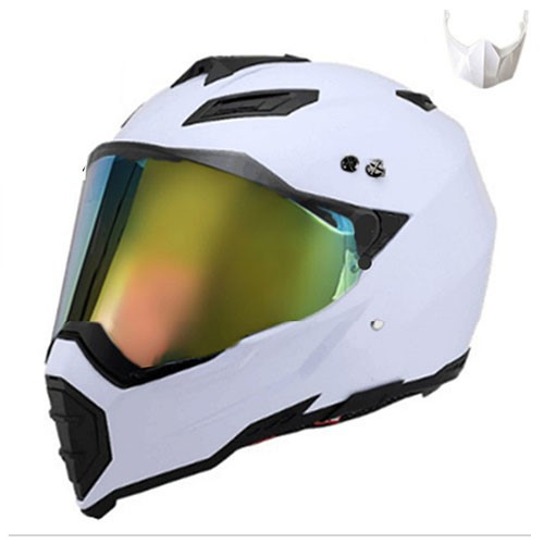 Color: White colorful, Size: S - Handsome full-cover motorcycle off-road helmet