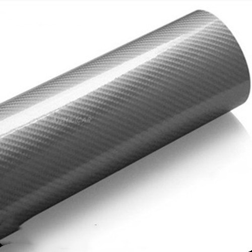 Color: Silver, Size: 152X30CM - Glossy 3D carbon fiber veneer