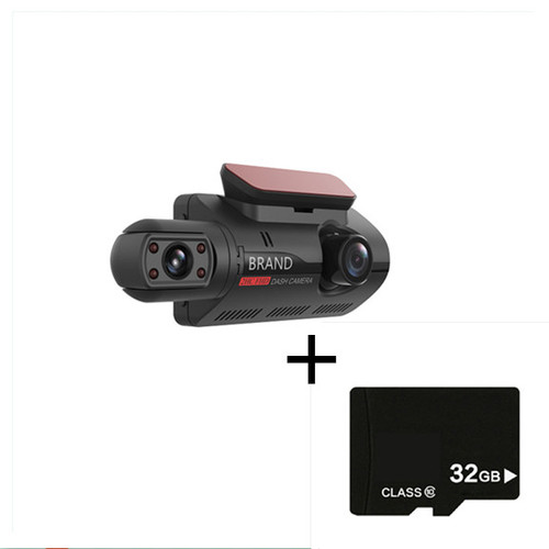 Color: Black with 32G Memory card - Hidden Driving Recorder 3 Inch IPS Screen, Front HD And Rear No