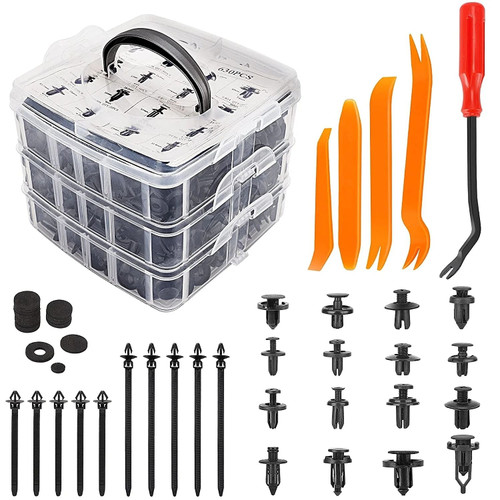 675pcs Car Retainer Clips Kit With 3-layer Plastic Boxed Bumper Fixed Buckle Expansion Screw Clip F