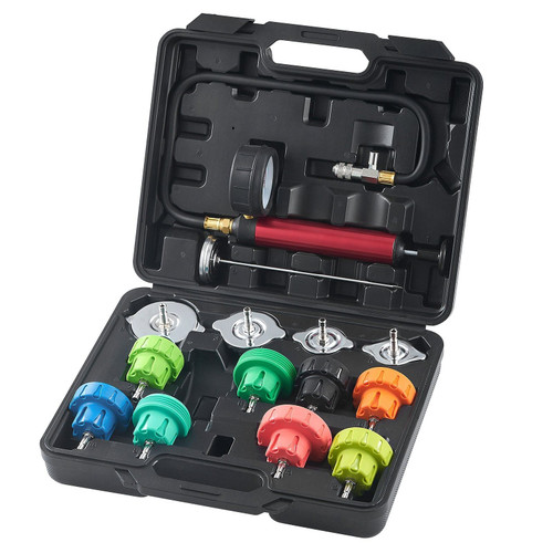 VEVOR 14 pcs Universal Radiator Pressure Tester Kit, Coolant Pressure Tester Kit with Manual Pump a
