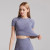 Color: PURPLE, Size: M, Ships From: CHINA - Women Seamless Yoga T-Shirt Fitness Crop Top Workout Gy