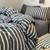 Pattern: Retro Striped Gray, Size Specification: 150CM Fitted Sheet 200x230 - Cotton Classic Japane