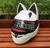 Color: White, Size: M - Motorcycle helmet with cat ears automobile race antifog full face helmet pe