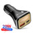 USB C Car Charger Adapter Dual Port QC3.0+PD20W Fast Charging Adapter Circuit Protection Compact Ch