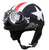 Retro Style Sunscreen  Helmet Half Helmet With Goggles For Motorcycle Electric Bike Bright Black
