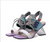Color: Purple, Size: 36 - Women Shoes Special-shaped Heel High-heeled Leather Color Matching Strap 
