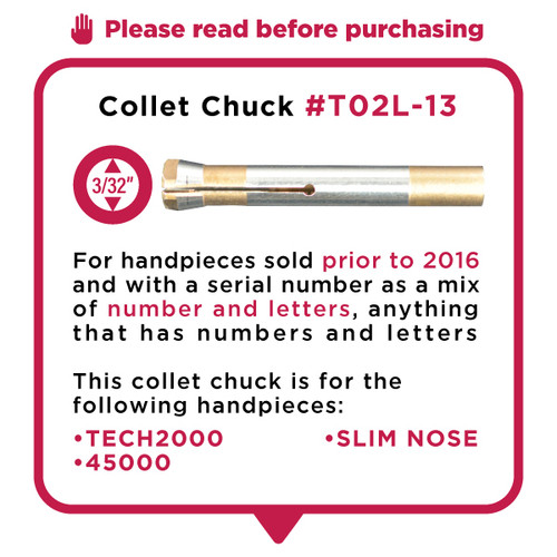 3/32" Chuck for TECH2000/45000 Handpiece