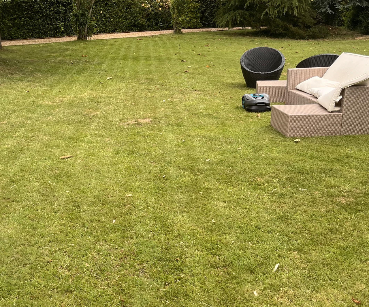 Stripes created by Gardena Smart Sileno Sense 600