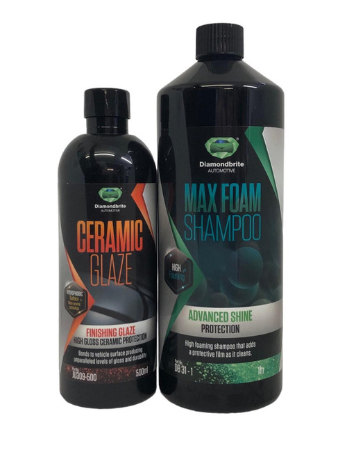 DiamondBrite Bundle: Max Foam Car Shampoo (1 Litre) and Ceramic Detailing Glaze (500ml)