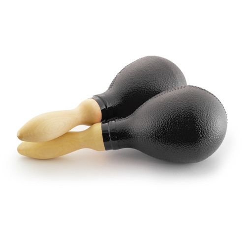 Tiger Plastic Maracas with Wooden Handles (Large) - Black