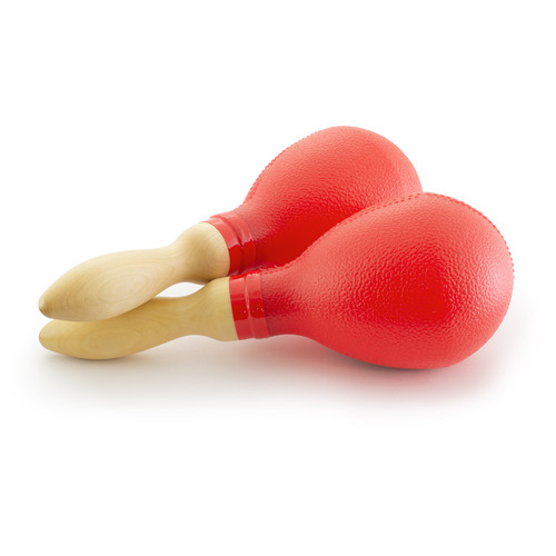 Tiger Plastic Maracas with Wooden Handles (Large) - Red