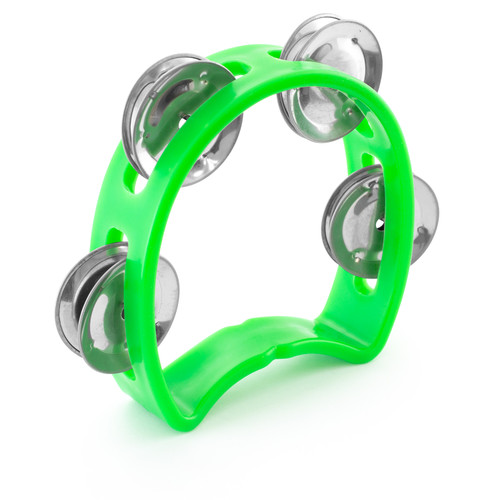 Tiger Mini Kids Half Moon Tambourine - Childrens Tambourine with Jingles - Green