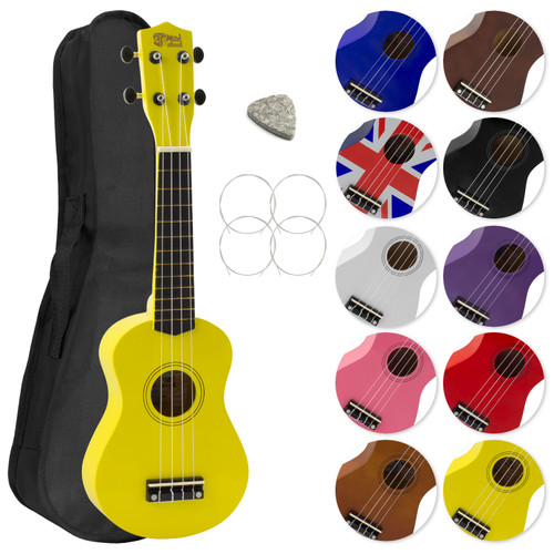 Mad About Soprano Beginners Ukulele with Bag, Pick & Carbon Strings - Yellow