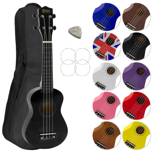 Mad About Soprano Beginners Ukulele with Bag, Pick & Carbon Strings Light Black