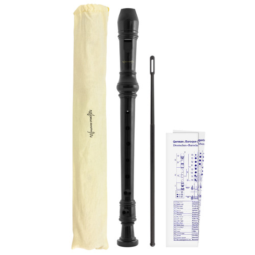 Descant Recorder - Three Piece School, Beginners Recorder with Bag  - Black