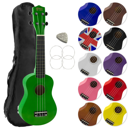 Mad About Soprano Beginners Ukulele with Bag, Pick & Carbon Strings - Green