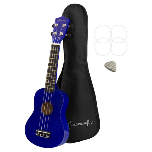 Soprano Ukulele by World Rhythm - Soprano Uke and Gig Bag with Blue Finish
