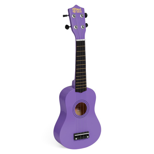 Mad About Purple soprano ukulele featuring a compact 21-inch design, carbon strings and geared tuning pegs. Lightweight beginner ukulele ideal for children, students and first-time players.