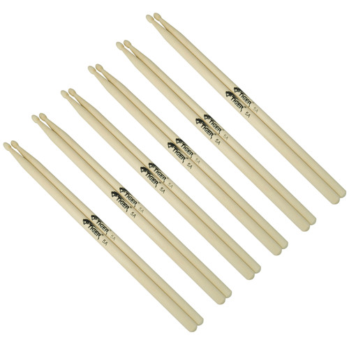 Tiger Pack of 6 5A Wood Tip Drumsticks