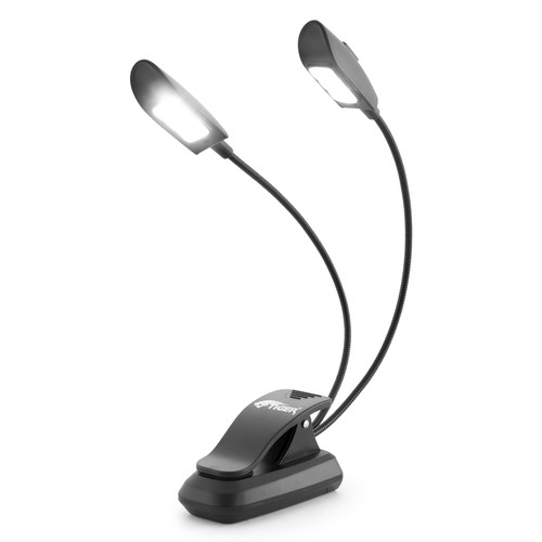 Tiger Dual-Head Clip-On Music Stand Light - 6 LED, USB-C Rechargeable, Flexible