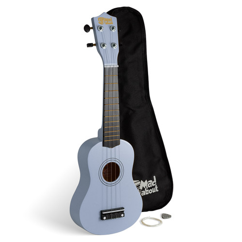 Mad About Lavender Blue Soprano Beginners Ukulele Starter Pack including a protective gig bag, spare strings and plectrum. Complete beginner ukulele set for children, students and first-time players.
