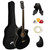 Tiger Full Size Beginners Acoustic Guitar Package, Bag, Strap & Strings - Black