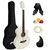 Tiger Full Size Beginners Acoustic Guitar Package, Bag, Strap & Strings - White