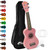 Tiger Soprano Beginners Ukulele with Gig Bag, Felt Pick & Aquila Strings - Pink