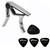Tiger Universal Trigger Guitar Capo in Chrome with Guitar Plectrums