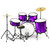 Tiger Full Size Acoustic Drum Kit, 5 Piece Drum Set with Stands & Cymbals Purple