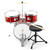 Tiger Junior Kids Drum Kit, 3 Piece Beginners Drum Set with Stool - Red