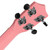 Rear view of geared machine heads on the Mad About Pink soprano ukulele. Chrome tuning machines provide accurate tuning adjustment and enhanced tuning stability for beginner players.