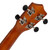 Rear view of geared machine heads on the Mad About Natural Wood soprano ukulele. Chrome tuning machines provide accurate tuning adjustment and enhanced tuning stability for beginner players.