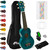 Tiger Soprano Ukulele Beginners Pack - Tuner, Strap, Bag, Pick, Strings - Teal Blue