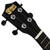 Mad About Black soprano ukulele headstock featuring four geared tuning pegs, durable nut and smooth fingerboard. Beginner-friendly ukulele designed for stable tuning and comfortable playing.