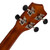 Rear view of geared machine heads on the Mad About Dark Wood soprano ukulele. Chrome tuning machines provide accurate tuning adjustment and enhanced tuning stability for beginner players.
