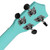 Rear view of geared machine heads on the Mad About Light Blue soprano ukulele. Chrome tuning machines provide accurate tuning adjustment and enhanced tuning stability for beginner players.