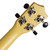Rear view of geared machine heads on the Mad About Pastel Yellow soprano ukulele. Chrome tuning machines provide accurate tuning adjustment and enhanced tuning stability for beginner players.