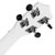 Rear view of geared machine heads on the Mad About White soprano ukulele. Chrome tuning machines provide accurate tuning adjustment and enhanced tuning stability for beginner players.