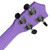 Rear view of geared machine heads on the Mad About Purple soprano ukulele. Chrome tuning machines provide accurate tuning adjustment and enhanced tuning stability for beginner players.