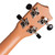 Rear view of geared machine heads on the Mad About Peach soprano ukulele. Chrome tuning machines provide accurate tuning adjustment and enhanced tuning stability for beginner players.