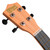 Mad About Peach soprano ukulele headstock featuring four geared tuning pegs, durable nut and smooth fingerboard. Beginner-friendly ukulele designed for stable tuning and comfortable playing.