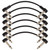 Six Pack of 15cm Guitar Effects Pedal Patch Cables with Right Angle 6.35mm Jack Plugs, Black Instrument Lead Connectors for Pedalboards and Audio Equipment
