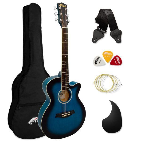 Tiger ACG1-BL Acoustic Guitars with Steel Strings - Small Body 4/4 - Blue